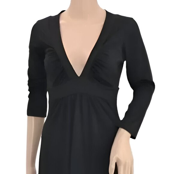 Susana Monaco Minimalist Black Empire Waist Fit & Flare Stretch Knit Dress M - Picture 5 of 5